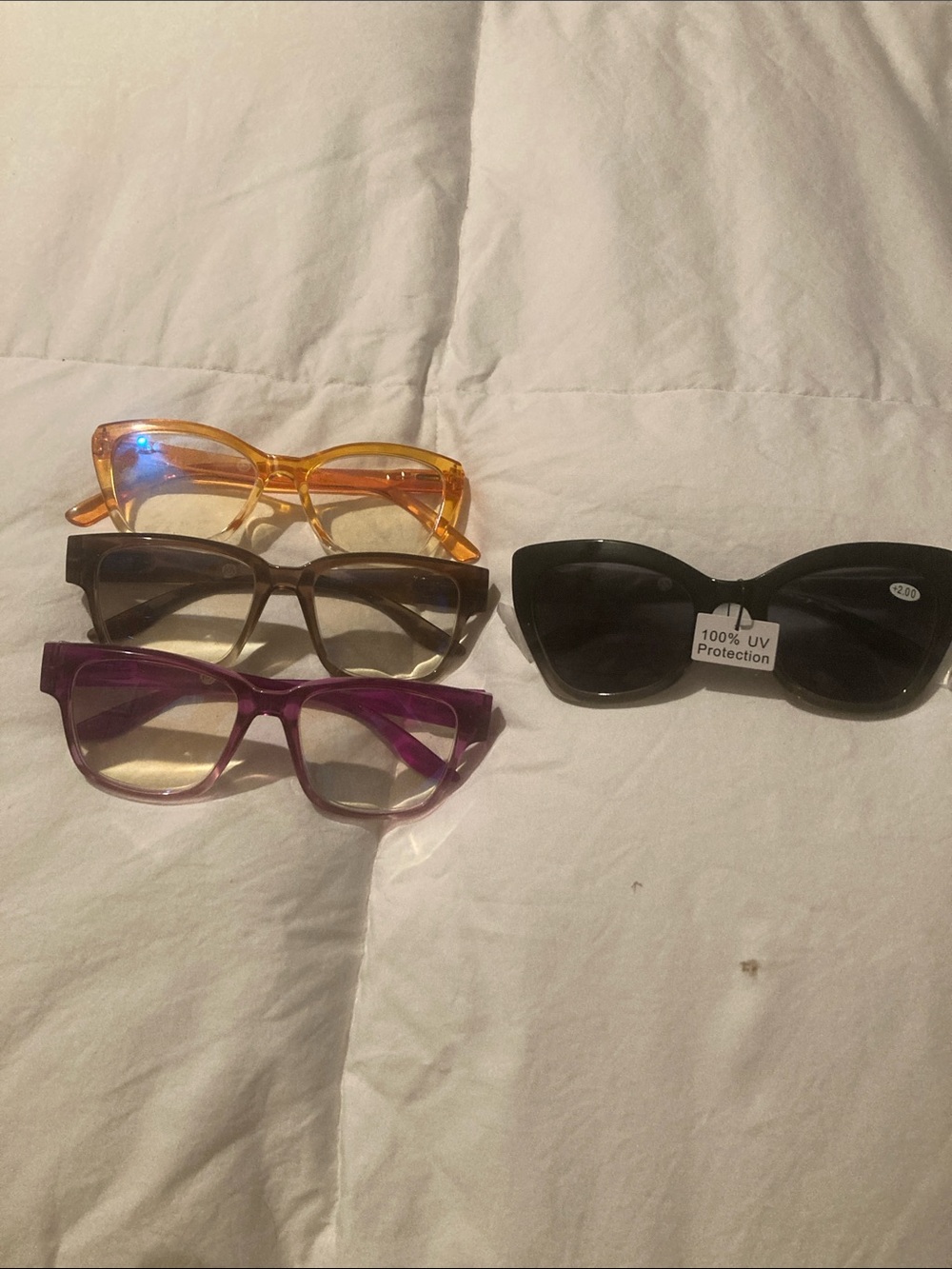 Assorted Joy Women’s Cat-Eye Black, Purple, Amber, Brown reading and sunglasses.